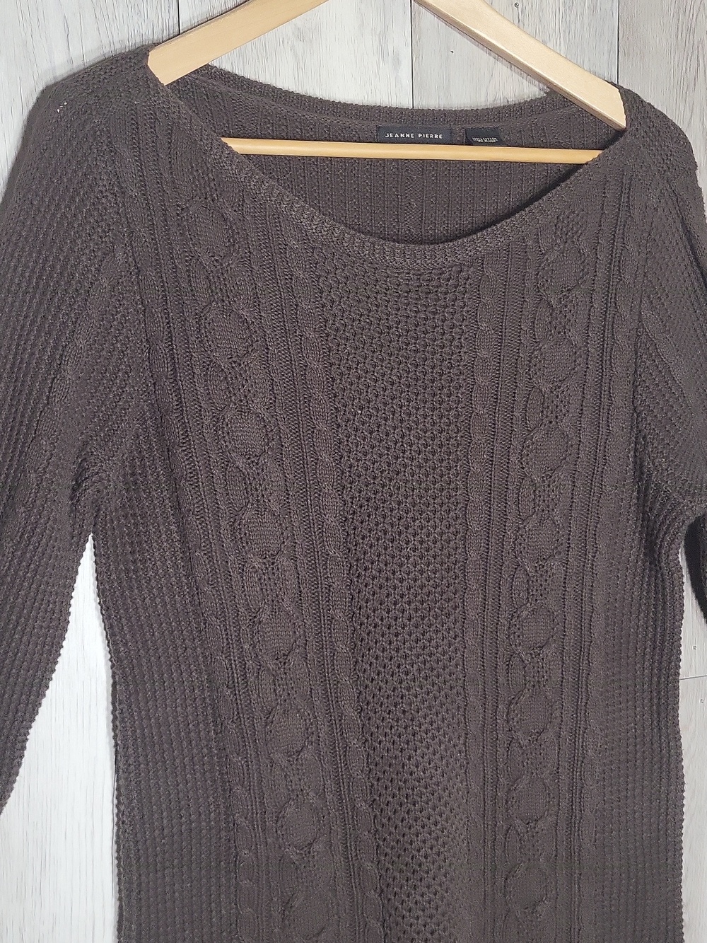 Jeanne Pierre 100% Cotton Cable Knit Basket Weave Sweater Womens Small Classic